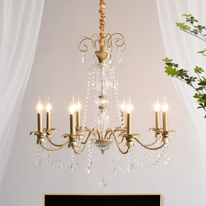 French Vintage Crystal Chandelier Multi Head E14 LED <b>Light</b> Home Living Room Bedroom Luxury Pendant <b>Light</b> - Product Image 1