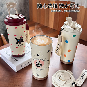 Duumoo Stainless Steel Tumbler 500Ml Insulated Coffee Mug With Cat And Apple Design For Travel And Daily Use - Product Image 2