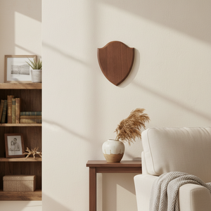 Targa da parete in legno di noce 200X250X15 mm, segno decorativo a forma di scudo - Product Image 3