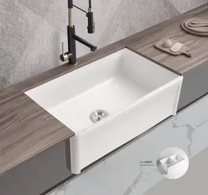 Yeni derin tek kase undermounted mutfak dolabı beyaz Fireclay oturma odası lavabo önlük ön seramik mutfak lavabo