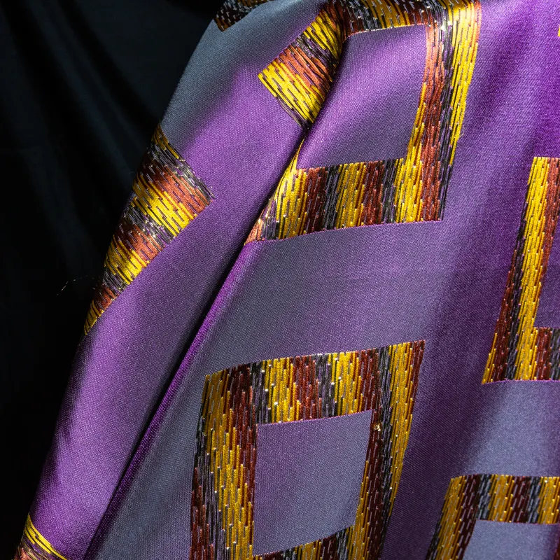 KEER Factory Custom Wholesale JDJ5739M purple geometric pattern multi color luxury skirt dress fabric rolls woven polyester jacquard fabric