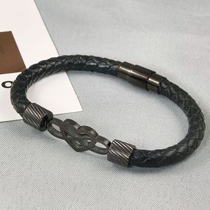Bracciale Unisex alla Moda in Acciaio Inossidabile <span class=keywords><strong>Serie</strong></span> 8 con Corda in Pelle Intrecciata - Product Image 4