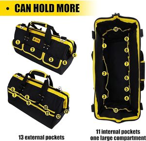 Bộ dụng cụ BOSI TOOLS 20 inch miệng rộng với 24 ngăn đựng đồ dùng trang trí trong nhà và ngoài trời, túi đựng dụng cụ lớn chống thấm nước OEM - Product Image 4