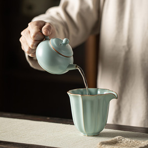 Ru Ware Teapot Porcelain Round With Lid Kung Fu <b>Tea</b> <b>Set</b> Afternoon <b>Tea</b> - Product Image 3