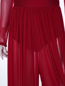 Vêtements de danse pour femmes en gros : Combinaison de danse latine et lyrique à jambes larges avec culotte intégrée, une pièce - Product Image 4