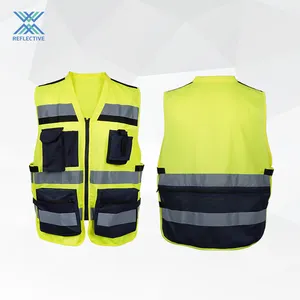 LX Factory Black Engineer Safety Vest Construction Industrial Security Vest Hi Vis Reflective Safety Vest With Logo
