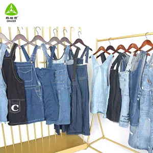 Second Hand Clothing In Bale Girl And Women Wear Jeans Skirt Denim Strap Dress