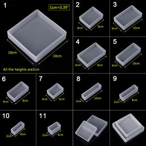 9 Pack Silicone Resina Moldes Kit Inclui Praça e Retângulo Epóxi UV Resina Fundição Mold Bolo Ferramentas - Product Image 2