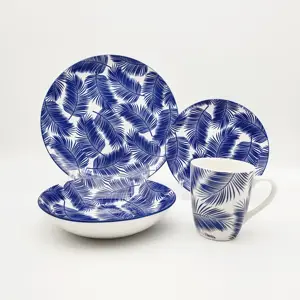 16 pieces porcelain blue leaves Dinnerware Set kitchen crockery