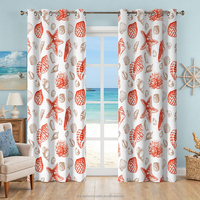 Cortinas de Playa con Diseño Náutico y Oceánico, Térmicas, Opacas, con Ojales, Estampado de Coral, para Sala de Estar