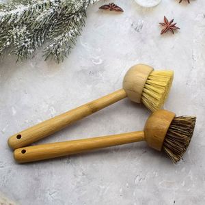 Factory Price Pot <b>Brush</b> Bamboo Wooden Vegan Sisal Bristles Kitchen Cleaning Wash Dish - Product Image 6