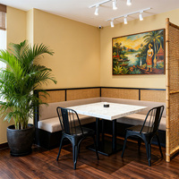 Stly rustique Restaurant stands cloisonnés salle privée ensembles sectionnels salon Double stand siège Table noir