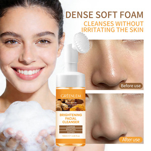 Espuma Limpiadora <span class=keywords><strong>Facial</strong></span> de Cúrcuma Orgánica, Limpieza Profunda, Hidratante, Control de Grasa, Cepillo Limpiador Mineral Líquido - Product Image 3