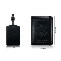 Étui de passeport en cuir personnalisé avec logo, porte-passeport et étiquette de bagage en PU, portefeuille pour passeport avec étiquette de bagage