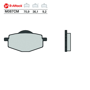 Pastillas de Freno para Motocicleta R-Attack M087CM, 70.9x36.1x9.2mm, Cerámica de Carbono, Delanteras y Traseras, Homologadas R90 - Product Image 1