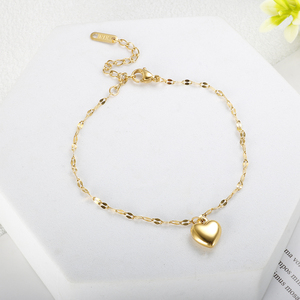 Bracelet avec pendentif en forme de cœur en or 18 carats, bijoux en acier inoxydable, <span class=keywords><strong>prix</strong></span> de gros, bijoux tendance - Product Image 4