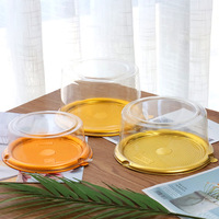 Boîte à gâteau personnalisée en PET, boîte à gâteau ronde pour boutique de desserts, pour l'emballage de sushis, de biscuits, boîte à pâtisserie en plastique transparent