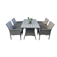Ensemble de jardin en rotin moderne fait main au Vietnam, 1 table et 4 chaises avec coussins, pour mobilier de jardin, résistant à l'eau