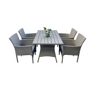 Handmade in Viet Nam Hot Modern Outdoor <b>Rattan</b> Garden Set 1 Table and 4 Chairs with Cushion for Garden Furniture Waterproof - Product Image 1