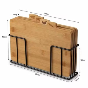 Juego de 4 tablas de cortar de índice de bambú de grado alimenticio, tabla de cortar con soporte de Metal de secado para carne de pan de cocina - Product Image 2