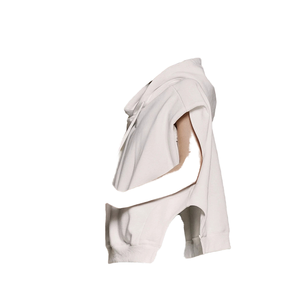 Autumn Women's Casual <b>Hoodie</b> Solid Loose Drawstring <b>Sleeveless</b> with Cut Out Design Eco-Friendly Short Length Front Embroidery - Product Image 4