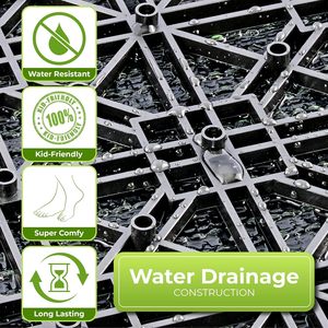 Dalles de gazon artificiel emboîtables 300x300mm, terrasse en gazon facile à poser soi-même pour balcon, patio, sol vert instantané - Product Image 4