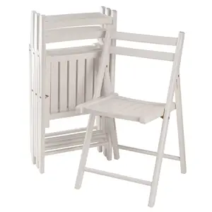 Cadeira empilhável de madeira dobrável para uso interno e externo, assento comercial branco para eventos, escritório e casamento