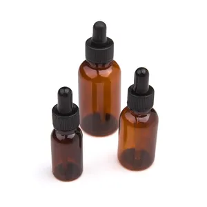 Bottiglia di goccia di olio essenziale di imballaggio trasparente ambra bottiglia di plastica contagocce
