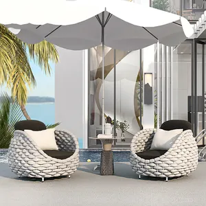 Vente en gros Mobilier de jardin extérieur moderne en rotin 4 places Patio Lounge Jardin Ensembles de canapés avec coussin