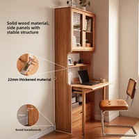 Bureau d'étude pliable multifonctionnel en bois de cerisier moderne et portable avec étagère intégrée et tiroir de rangement pour l'école, la maison ou le bureau