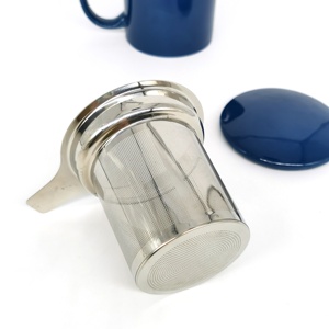 Commercio all'ingrosso Nordic ceramica colore smaltato 11oz tazza <span class=keywords><strong>da</strong></span> tè con filtro in acciaio inox tazza con il filtro del tè e la copertura - Product Image 4