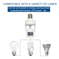 Portalámparas LED E27 con Sensor de Movimiento Infrarrojo, Ajustable 360 Grados, Base de Bombilla con Sensor PIR para Detección de Cuerpo Humano, 110V/220V