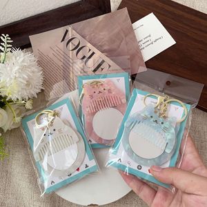 Marble Acrylic Cat <b>Mirror</b> Comb Keychain Iridescent Shell Pattern Mini Portable Hair Comb <b>Bag</b> Accessory Daily <b>Makeup</b> Small Gift - Product Image 5