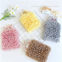Super Absorbent Cute Animal Chenille Hand Towels Soft Quick Dry Hanging Chenille Towel for Kitchen and Bathroom