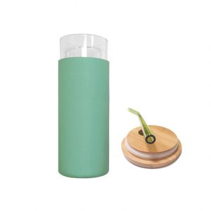 Gobelet en verre multicolore sans BPA de 20 oz, bouteille d'eau en verre avec paille, manchon de protection en silicone, couvercle en bambou - Product Image 3
