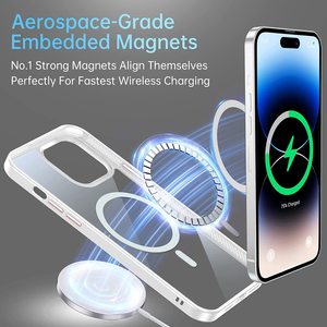 Magnete bianco magnetico PC TPU trasparente custodia per <span class=keywords><strong>iPhone</strong></span> 17 16 15 14 Plus 13 <span class=keywords><strong>Pro</strong></span> Max 12 <span class=keywords><strong>11</strong></span> SE 14 <span class=keywords><strong>Pro</strong></span> 15 <span class=keywords><strong>Pro</strong></span> <span class=keywords><strong>Cover</strong></span> del telefono trasparente - Product Image 5