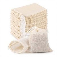 Sachets de thé réutilisables en mousseline de coton avec cordon de serrage, pochettes vides naturelles non blanchies à tissage fin, 100 pièces pour thé en vrac et sachets de bain de thé