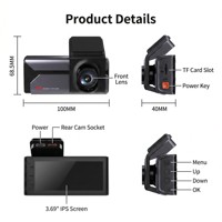 Caméra embarquée OEM/ODM 3,69 pouces 4K HD avant, 2K arrière, double objectif, WIFI, surveillance de stationnement 24h/24, enregistrement en time-lapse