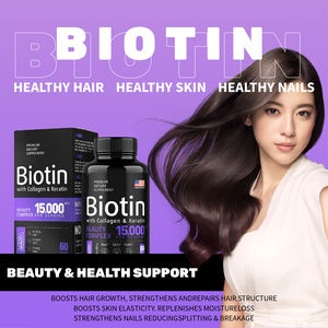 WELLBODY Fabrication OEM/ODM en Marque Privée, Gélules de <span class=keywords><strong>Biotine</strong></span> 15000 MCG <span class=keywords><strong>et</strong></span> Collagène pour <span class=keywords><strong>Cheveux</strong></span>, Peau <span class=keywords><strong>et</strong></span> <span class=keywords><strong>Ongles</strong></span> - Product Image 2