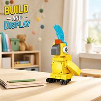 Ensemble de blocs de construction personnalisés en forme de perroquet jaune, jouets éducatifs, jouets pour enfants, jouets promotionnels, modèle OEM, marque privée