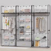 Armoire modulaire Magic Panel, meuble de rangement multifonctionnel à grille pour vêtements, étagère autoportante pour chambre et dortoir