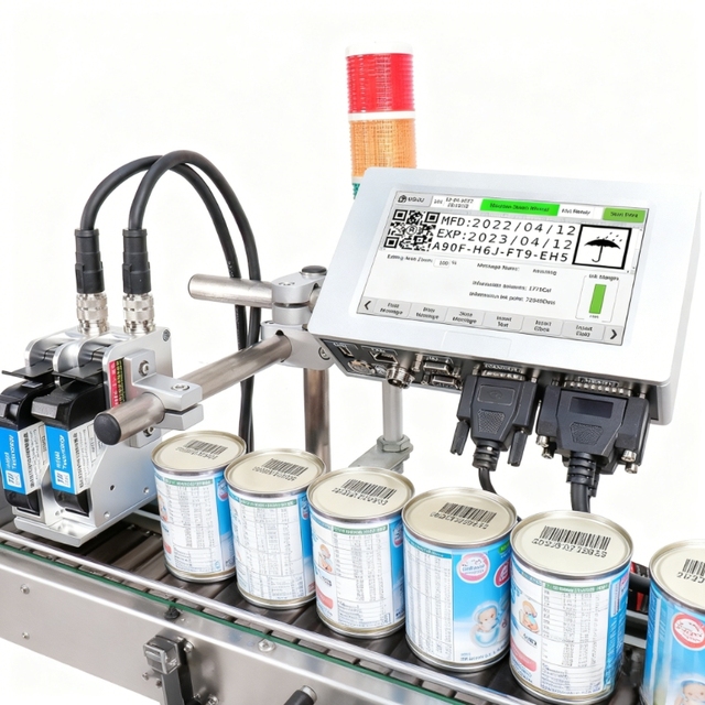 DOCOD T210E 12.7mm Online Thermal Inkjet Printer TIJ Barcode Printing Machine With Alarm Light Control for Glass Bottles Cup