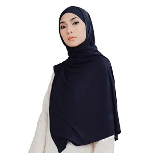 Châle de tête pour femme musulmane, écharpe en coton extensible, deux pièces, hijab, nouvelle collection 2020, en stock