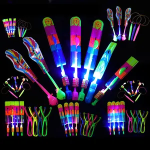 LED Lights Slingshot Flying Arrows Children Toys Birthday Party Christmas Explosion Gifts Rubber Band Ejection Catapult Flying