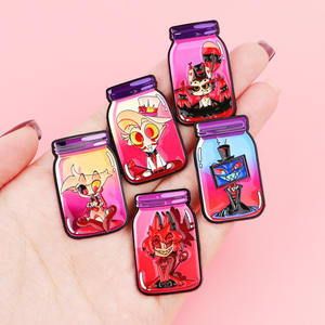 Venta al por mayor de fábrica: Pin de esmalte suave Hazbin <span class=keywords><strong>Hotel</strong></span>, insignia de anime de terror, pines de solapa de metal de dibujos animados americanos - Product Image 2