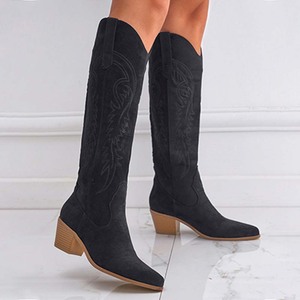 Nuovi <span class=keywords><strong>Stivali</strong></span> da Cowboy Ricamati con Tacco Spesso 2026, Punta Affusolata, Altezza Media e <span class=keywords><strong>al</strong></span> <span class=keywords><strong>Ginocchio</strong></span> per Donna, Inverno Autunno - Product Image 6