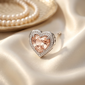 Heart Shape Morganite <b>Stud</b> <b>Earrings</b> 925 <b>Silver</b> Bezel Setting Romantic Women's Jewelry Engagement Gift - Product Image 2