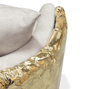 Fauteuil rond moderne de luxe, meubles de salon, fauteuil d'appoint haut de gamme, design haut de gamme, rembourré, avec base en laiton pour la maison, la villa