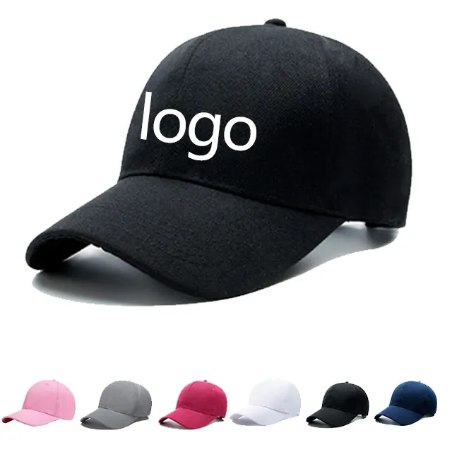 고품질 주문 면 인쇄 로고 야구 모자 자수 뉴욕 6 패널 로고 관례를 가진 까만 야구 모자 Yiwu QunLiang