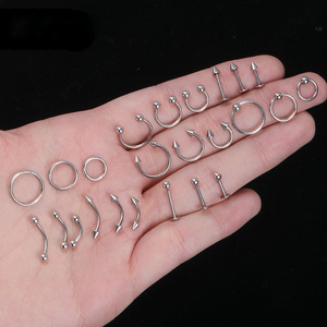 เครื่องประดับเจาะร่างกายทำจากสแตนเลส |   แหวนลูกปัดแบบฝัง, บาร์เบล, ลาเบรต์ และบาร์โค้ง |   ป้องกันการแพ้และทนทาน - Product Image 3